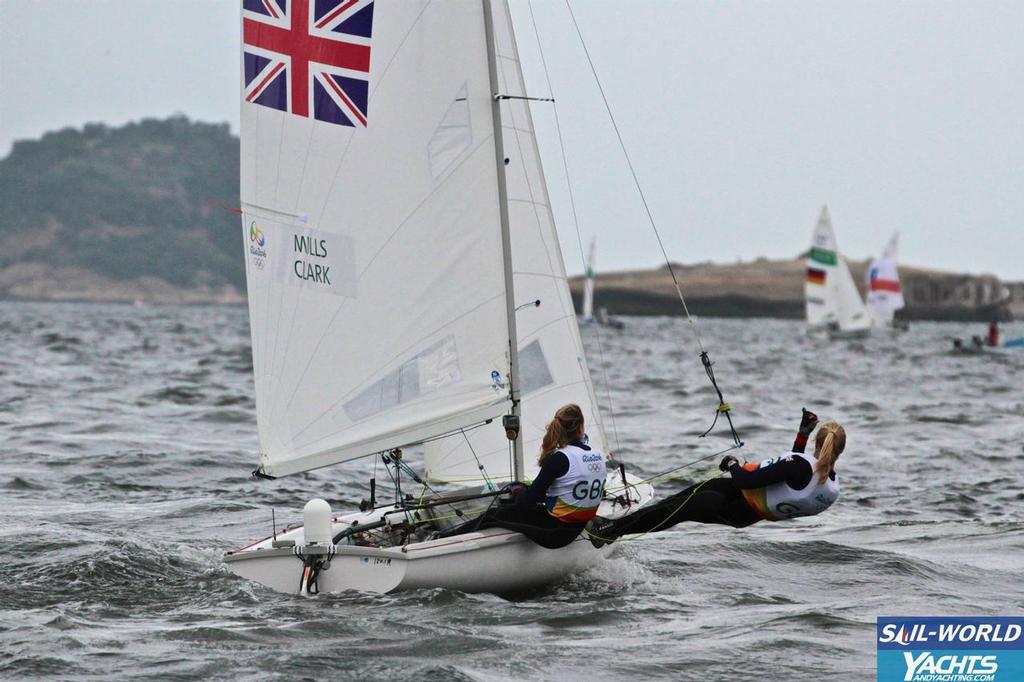 Mills and Clark (GNR) Womens 470 sail across an interesting piece of current before racing © Richard Gladwell www.photosport.co.nz